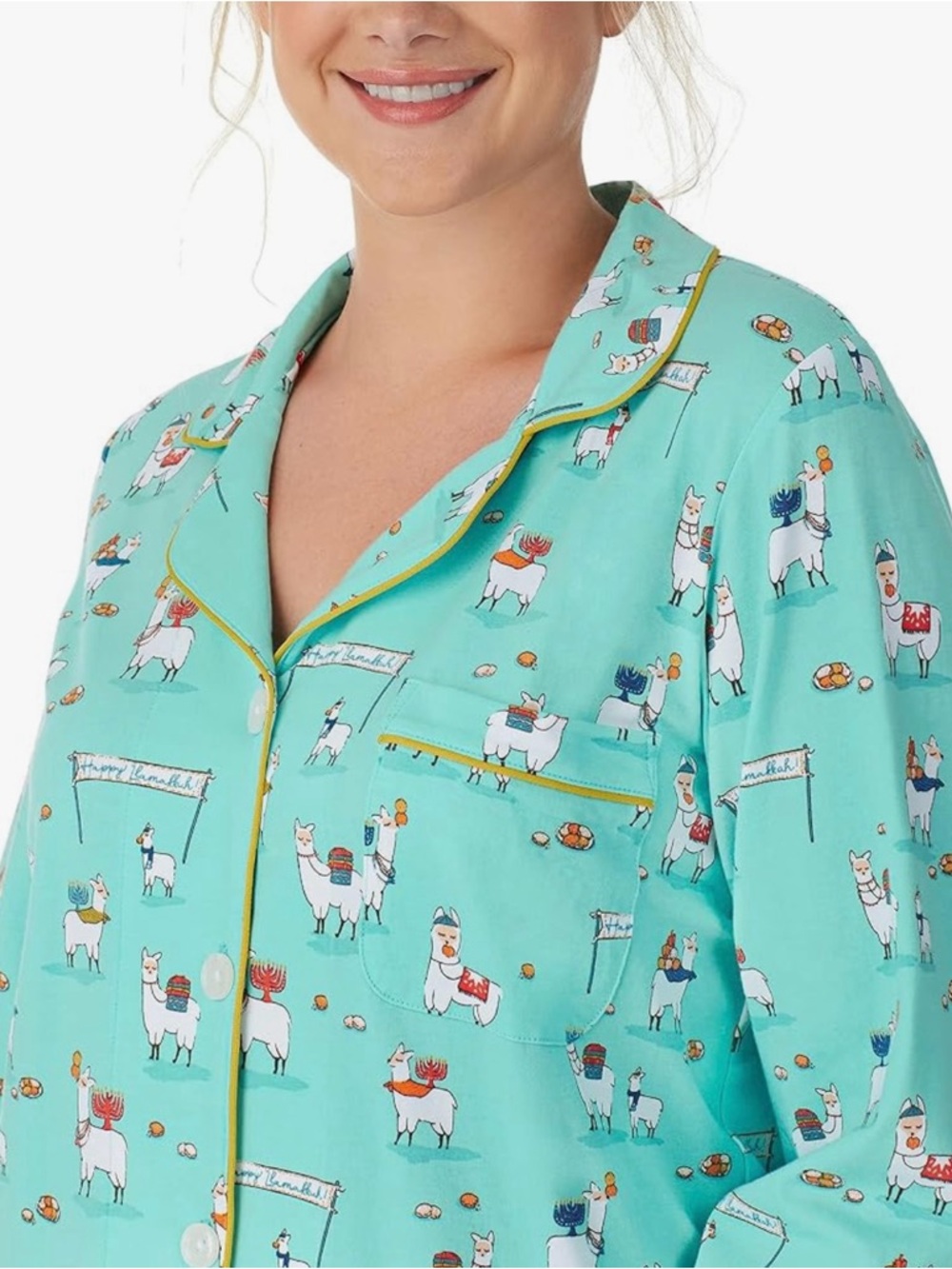 BEDHEAD PAJAMAS ORGANIC COTTON LONG SLEEVE CLASSIC PJ SET HAPPY LLAMAKKAH - Picture 5 of 6